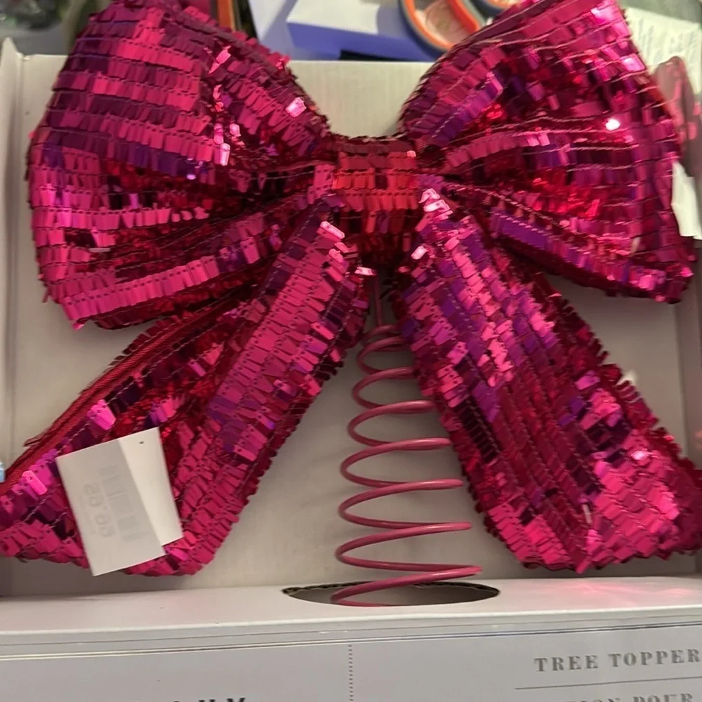 Bella Lux Bow Tree Topper PINK
